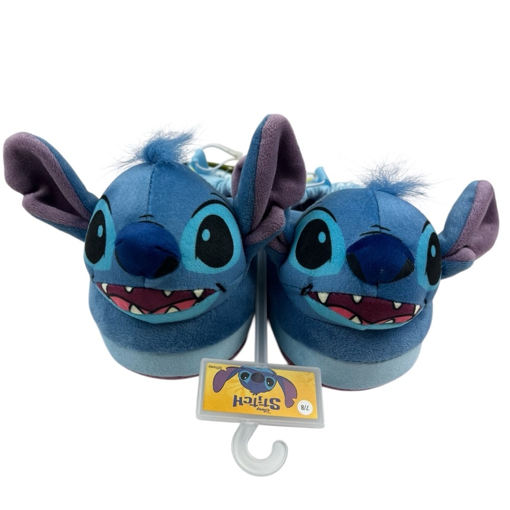 Disney Stitch Toddler Kids Plush Head Slippers Size 7/8